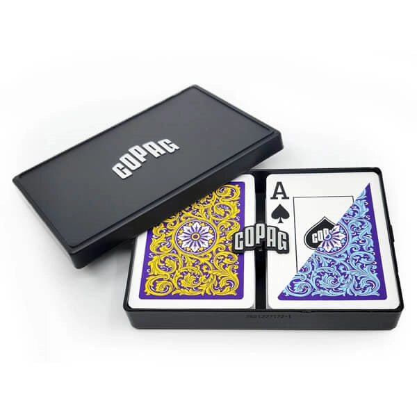 Copag Neoteric Doppel-Deck Set, 3 Decks PVC-Plastik in Lila, Blau und Gelb